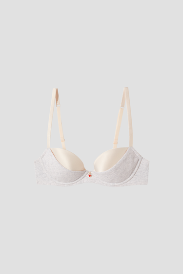 light pink and heather grey bra
