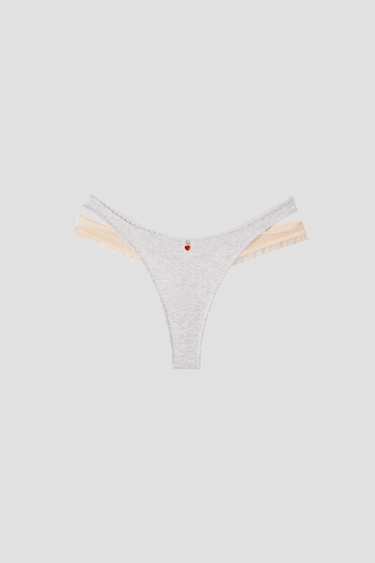 light pink and heather grey double-string thong
