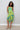 green handkerchief midi skirt with blue floral print