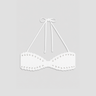 white bandeau bikini top with looped stitching detail