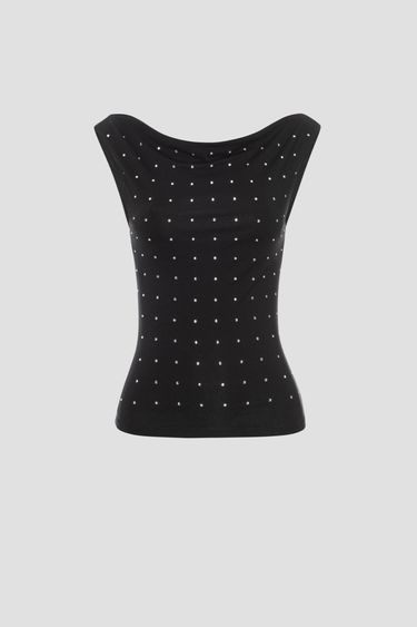 LANI TOP - BLACK RHINESTONE