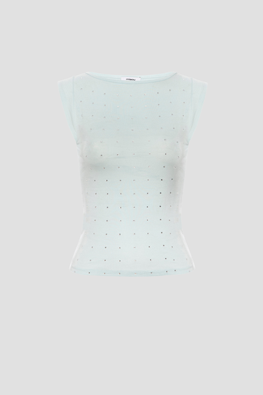 LUCIA TOP - BABY BLUE RHINESTONE