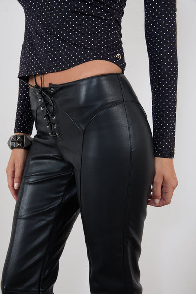 ELEMENT LACE UP PANT - BLACK VEGAN LEATHER | MIAOU – Miaou