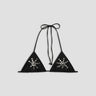 Black bikini top with black stud details on a light gray background