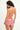red black and white striped triangle bikini top and red black and white striped boyshort swim bottom with cream-colored rope drawstring red black and white striped boyshort swim bottom with cream-colored rope drawstring