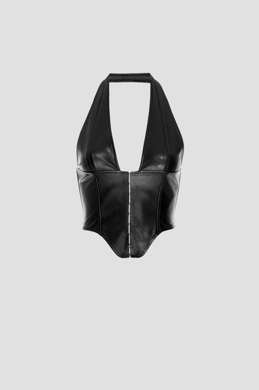 MARA CORSET - BLACK VEGAN LEATHER