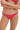 red bikini with laced stitch detailing