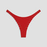 red bikini with laced stitch detailing